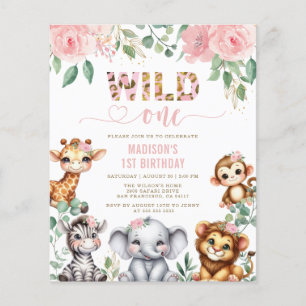 Papier Budget Safari Animal Wild One Floral 1er anniversa
