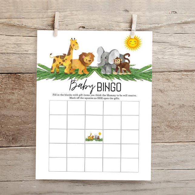 Papier Budget Safari Animaux Baby Bingo Baby shower Jeu (Créateur téléchargé)