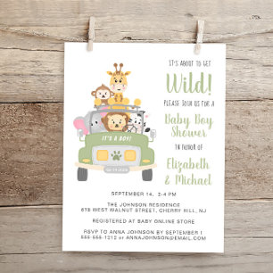 Papier Budget Safari Baby Boy Couples Douche Invitation