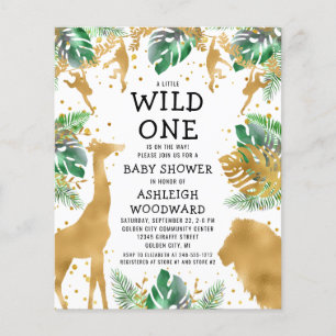 Papier Budget Safari Baby shower Green Gold Invitation