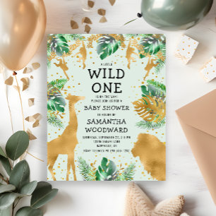 Papier Budget Safari Green Gold Baby shower Invitation