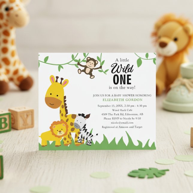 Papier Budget Safari Wild Un Baby shower Jungle Animaux (Créateur téléchargé)