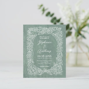 Papier Budget Sage blanc Faire-part de mariage floral
