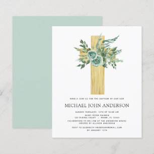 Papier Budget Sage Eucalyptus Baptême Vert Invitation