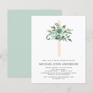 Papier Budget Sage Eucalyptus Baptême Vert Invitation