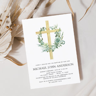 Papier Budget Sage Eucalyptus Baptême Vert Invitation