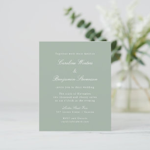 Papier Budget Sage Formal Élégant Mariage Invitation