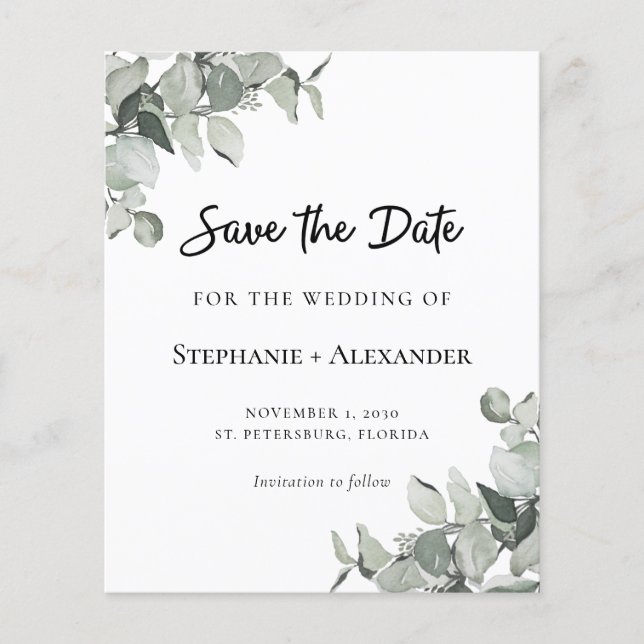 Papier Budget Sage Green Eucalyptus Mariage Enregistrer l (Devant)