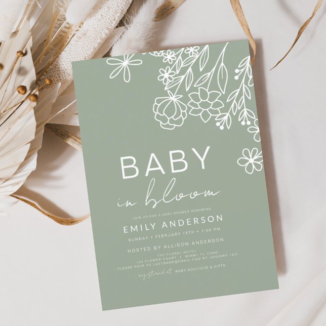 Papier Budget Sage Green Fleur sauvage Baby in Bloom Baby (Créateur téléchargé)