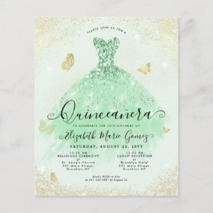 Papier Budget Sage Green Gold Parties scintillant Gown Qu