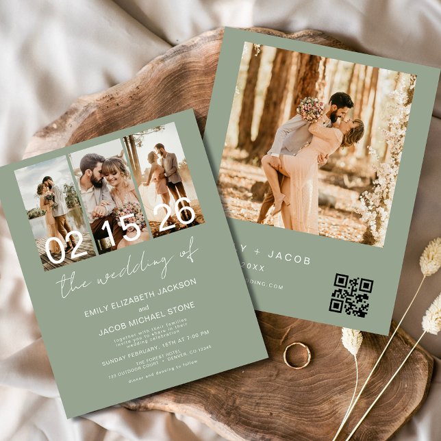 Papier Budget Sage Green Le Mariage de Photo Code QR (Créateur téléchargé)