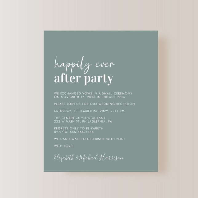Papier Budget Sage Green Mariage Réception Invitation (An chic Happily Ever After Party invitation for your wedding celebration)