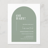 Budget Sage Green Minimal Arc Oh Baby shower