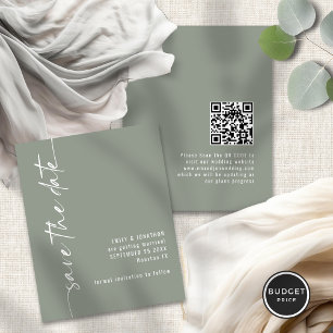 Papier Budget Sage Green Script QR Wedding Enregistrer la