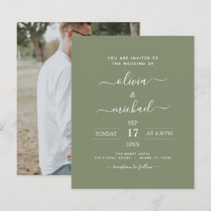 Papier Budget Sage Mariage vert avec invitation photo