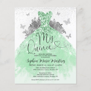 Papier Budget Sage Robe Verte Mis Quince Quinceañera