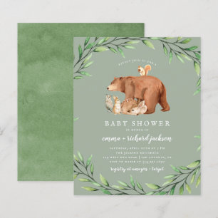 Papier Budget Sage Vert Forêt Animaux Baby shower