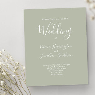 Papier Budget Sage Vert Mariage moderne Invitation RSVP