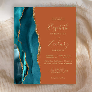 Papier Budget Sarcelle Agate Orange Brûlé Rouille Mariage