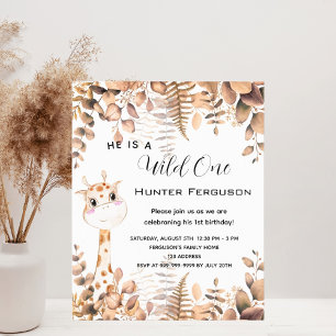 Papier Budget sauvage une invitation de girafe 1er annive