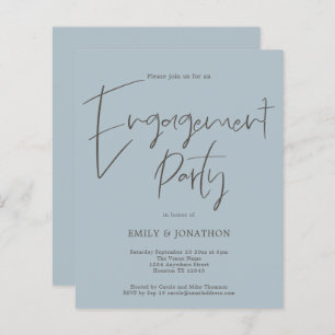 Papier Budget Script Engagement Party Dusty Blue Invitati