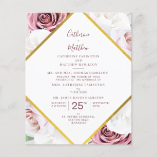 Papier Budget Script Floral Faire-part de mariage géométr