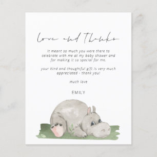 Papier Budget Script Hippo Baby shower amour et merci