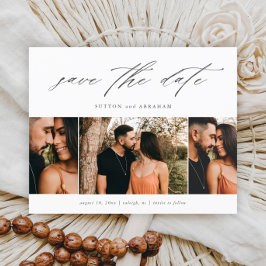 Papier Budget Script Minimal 3 Photo Save The Date