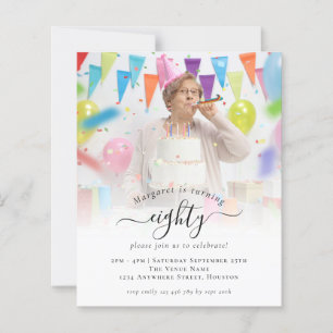 Papier Budget Script photo 80e anniversaire Invitation de