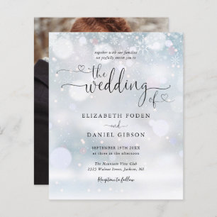 Papier Budget Script Photo Hiver Mariage Invitation