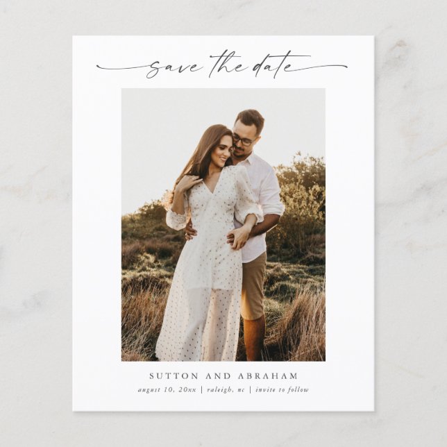 Papier Budget Script Photo Mariage minimal Enregistrer la (Devant)