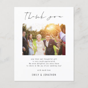 Papier Budget Script Photo QR Code Wedding Thank You
