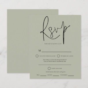 Papier Budget Script Sage Green Wedding RSVP