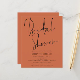 Papier Budget Script Terracotta Bridal Shower Invitation
