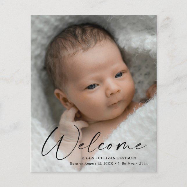 Papier Budget Script Welcome Baby Photo Merci (Devant)