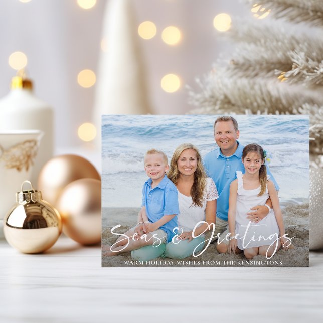 Papier Budget Seas et salutations Nautique Fête Photo (Budget Seas and Greetings Nautical Holiday Photo Card)