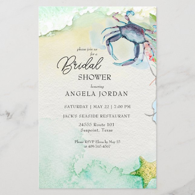 Papier Budget Seaside Maryland Crab Bridal Shower (Devant)