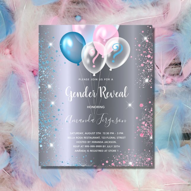 Papier Budget sexe révéler baby shower garçon fille argen (Créateur téléchargé)