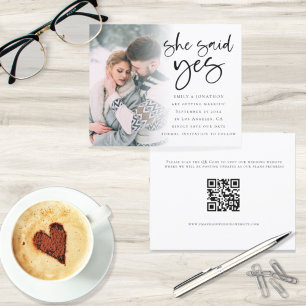 Papier Budget She Said Yes QR Code Photo Save The Date