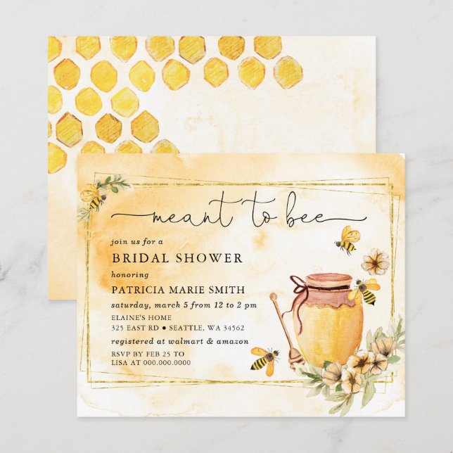 Papier Budget Signifie Abeille de miel Fête des mariées f (Devant / Derrière)