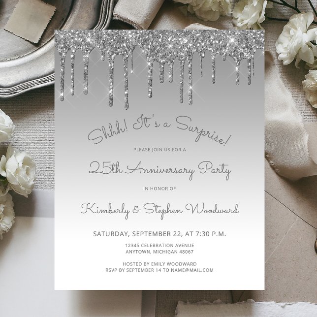 Papier Budget Silver 25th Anniversary Surprise Party (Créateur téléchargé)