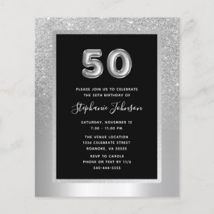 Papier Budget Silver Foil 50e anniversaire Invitation de