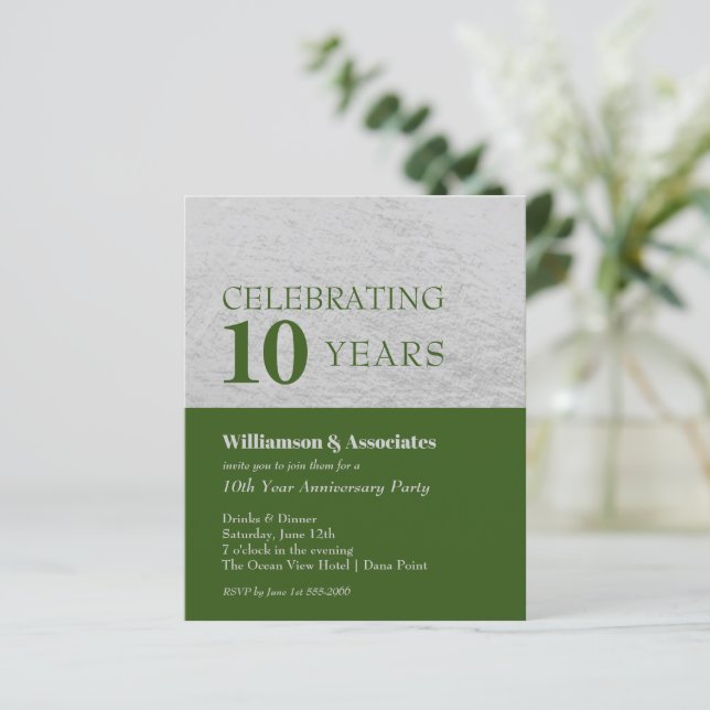 Papier Budget Silver Green Business Anniversaire Invitati (Debout devant)