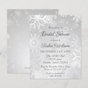 Papier Budget Silver Snowflakes Invitation de la douche n
