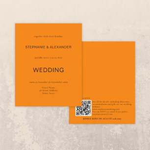 Papier Budget Simple Automne Orange Mariage QR Code Invit