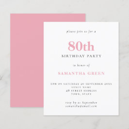 Papier Budget Simple Blush Pink 80e anniversaire Invitati
