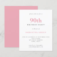 Budget Simple Blush Pink 90e Anniversaire Invitati