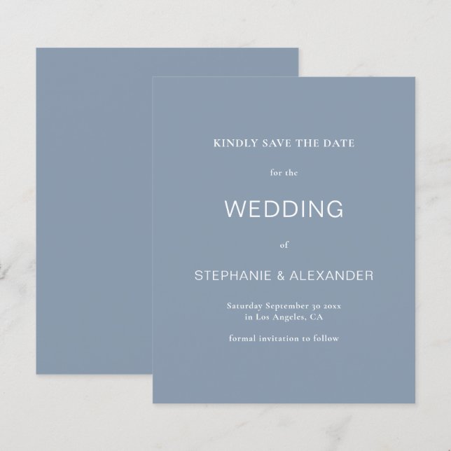 Papier Budget Simple Dusty Blue Wedding Enregistrer La Da (Devant / Derrière)