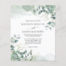 BUDGET Simple Élégant Eucalyptus Mariage de verdur