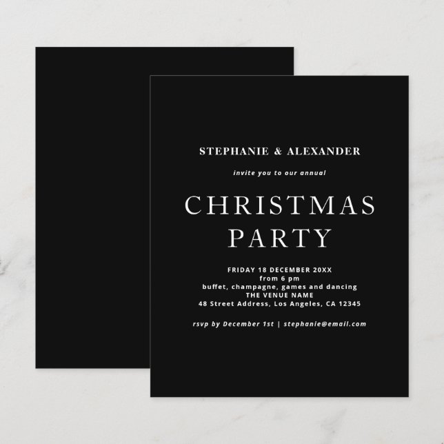 Papier Budget Simple Fête de Noël Blanche Noire  (Devant / Derrière)